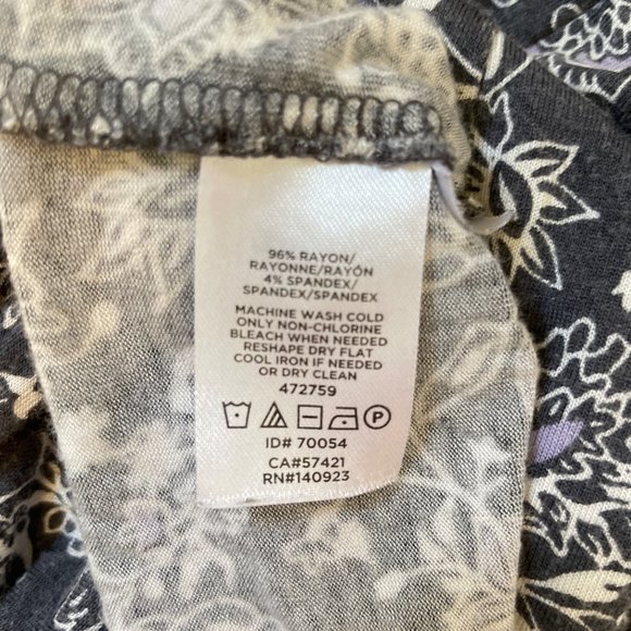 LOFT Dress L Gray Lavender Purple White Soft Rayon Floral Print - Picture 6 of 6